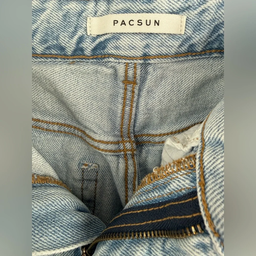 PacSun 90s Boyfriend Jeans Size 27 Light Wash Patchwork High Rise Baggy Denim - Picture 7 of 8